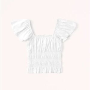 Abercrombie & Fitch White Ruffle Sleeve Top